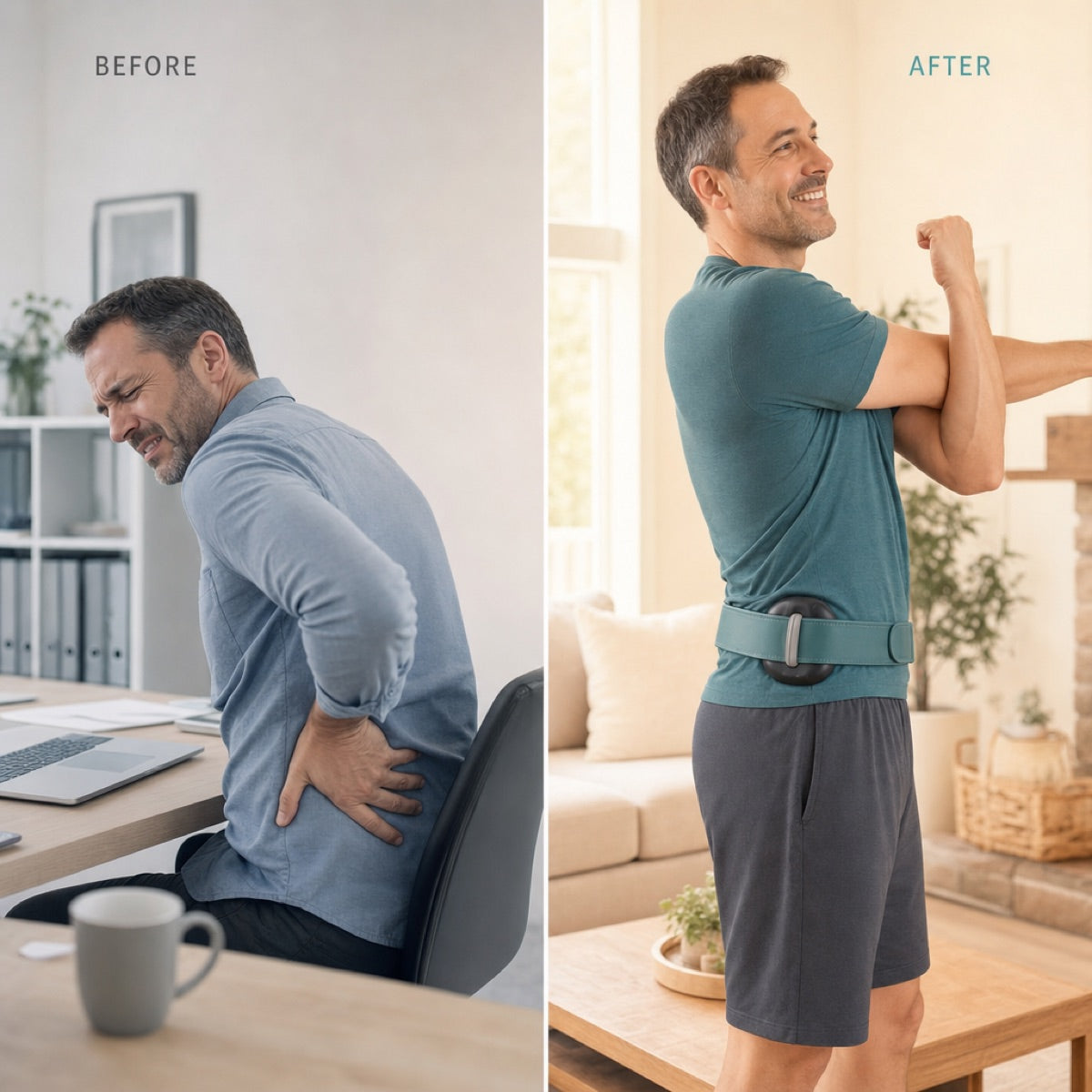 Before and after using Myoloop